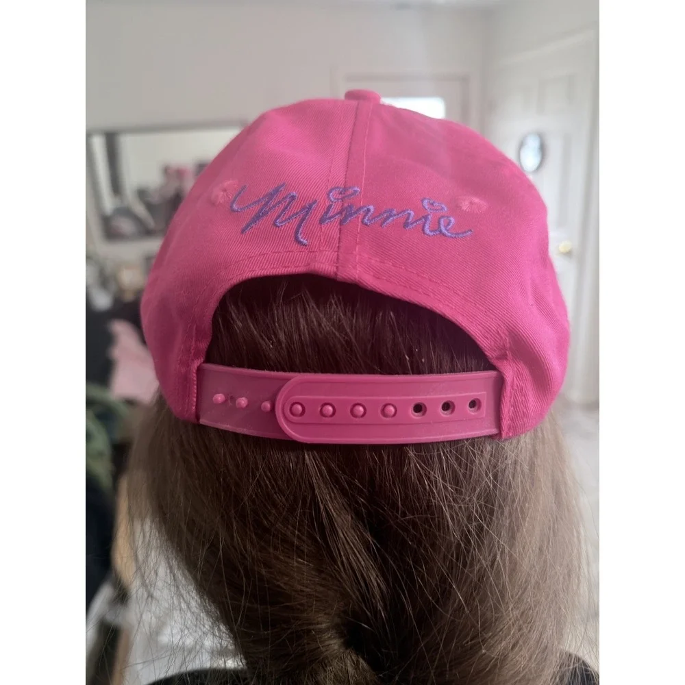 Kids Minnie Mouse Baseball Cap Adjustable Snapback Disney Embroidered‎ Pink